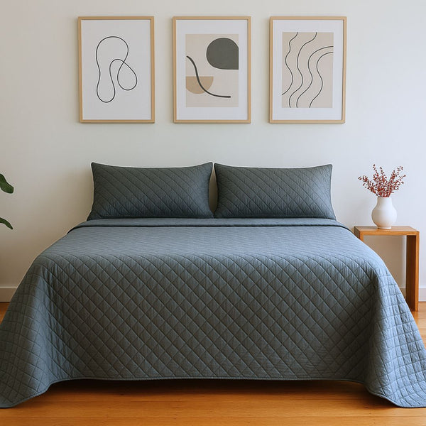 Morgan and Reid Argyle Shade Coverlet Set