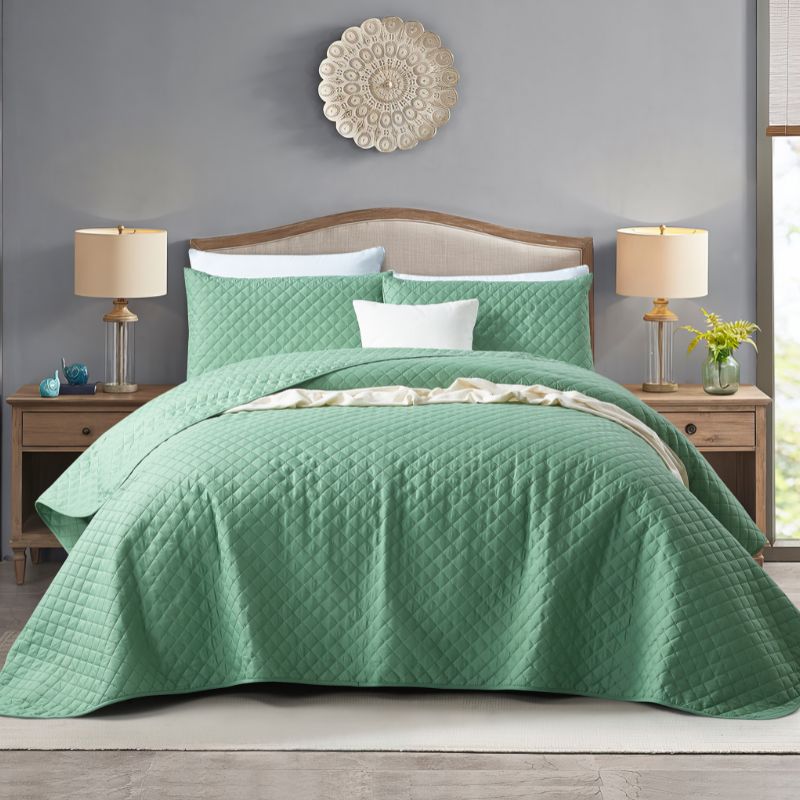Morgan and Reid Argyle Watercress Coverlet Set | Australia