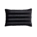 The Morgan and Reid Black Velvet Stripe Crushed Snuggle Fleece Pillowcase Pair features alternating matte and glossy stripes in sumptuous crushed velvet, shown on a white background.