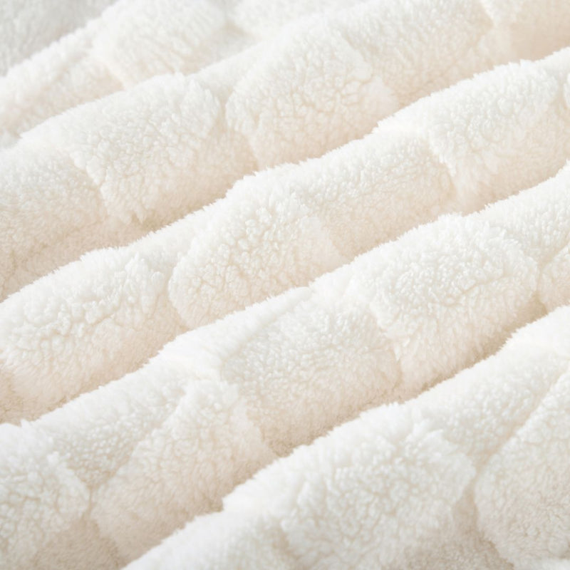 Morgan and Reid Checkered Cream Snuggle Fleece European Pillowcase Pair