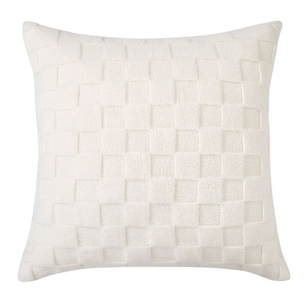 Morgan and Reid Checkered Cream Snuggle Fleece European Pillowcase Pair