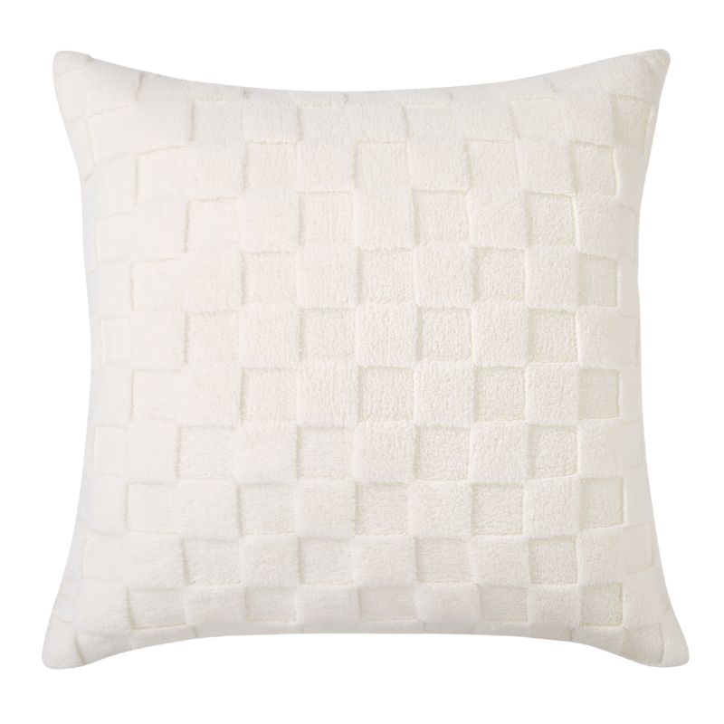 Morgan and Reid Checkered Cream Snuggle Fleece European Pillowcase Pair