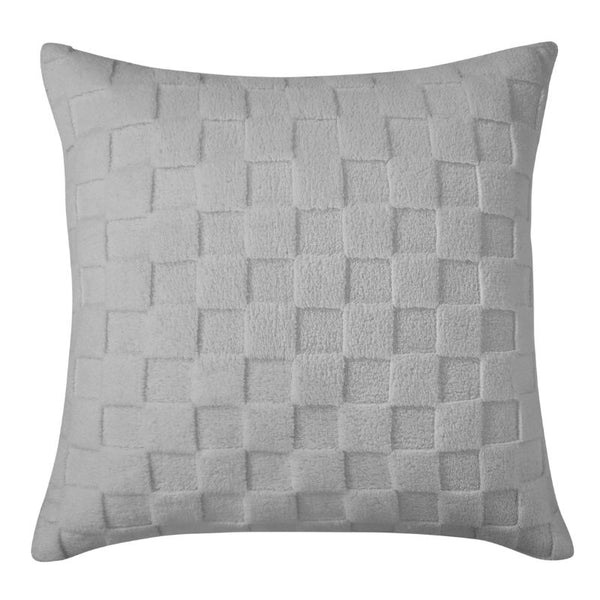 Morgan and Reid Checkered Silver Snuggle Fleece European Pillowcase Pair