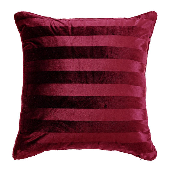 Morgan and Reid Cherry Red Velvet Stripe Snuggle Fleece European Pillowcase Pair
