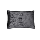 The Morgan and Reid Black Velvet Crushed Snuggle Fleece Pillowcase Pair features a rectangular, dark gray velvet with a luxurious crushed texture, shown against a plain white background.