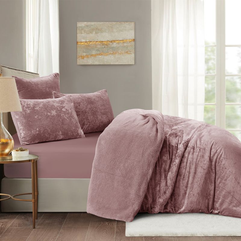 Morgan and Reid Shell Pink Velvet Crushed Snuggle Fleece Comforter Set