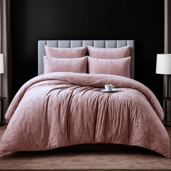 Morgan and Reid Shell Pink Velvet Crushed Snuggle Fleece Comforter Set