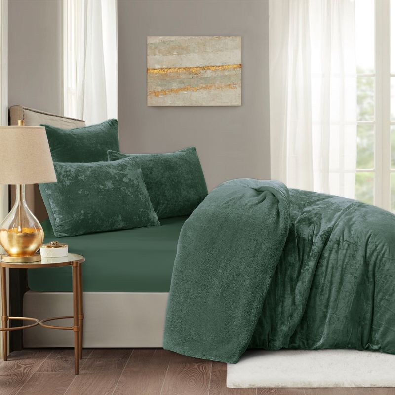 Morgan and Reid Sage Velvet Crushed Snuggle Fleece Comforter Set