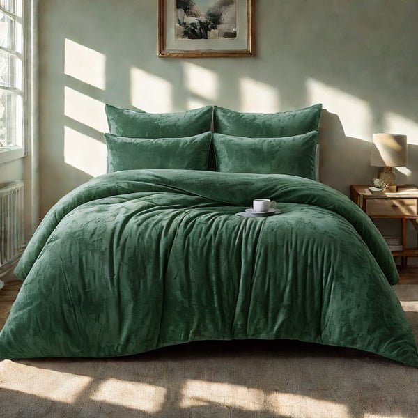 Morgan and Reid Sage Velvet Crushed Snuggle Fleece Comforter Set