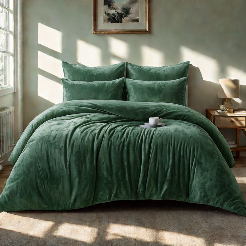 Morgan and Reid Sage Velvet Crushed Snuggle Fleece Comforter Set