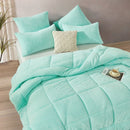 The Morgan and Reid Mint Snuggle Fleece European Pillowcase Pair features ultra-soft, textured fleece in light turquoise, shown against a white background.