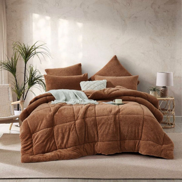 Morgan and Reid Mocha Snuggle Fleece Comforter Set