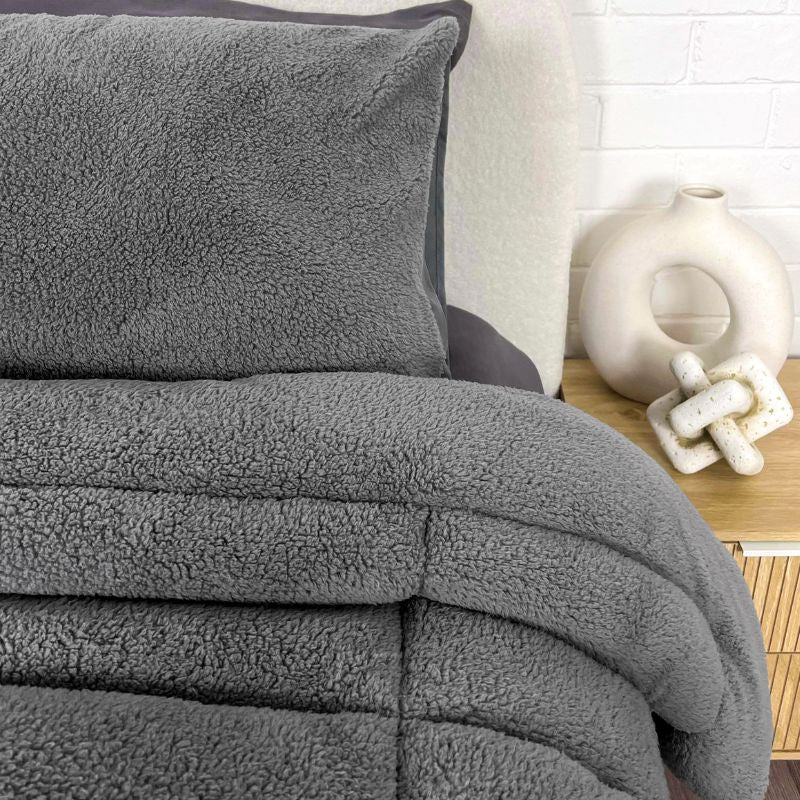 Morgan and Reid Steel Charcoal Snuggle Fleece Comforter Set