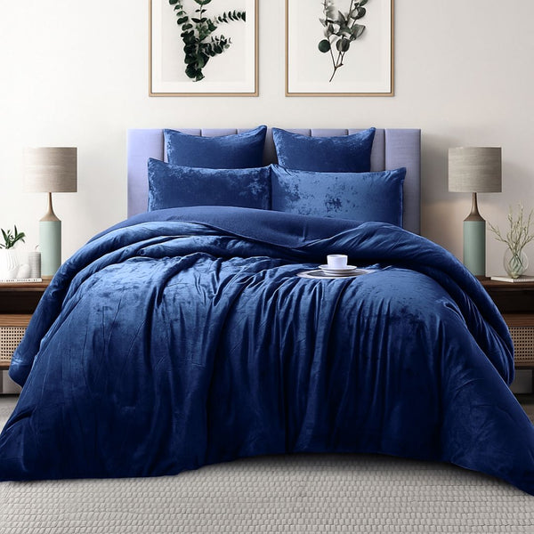 Morgan and Reid Navy Velvet Crushed Snuggle Fleece Comforter Set