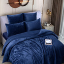 Morgan and Reid Navy Velvet Crushed Snuggle Fleece European Pillowcase Pair