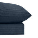 Close-up of Corduroy Ribbed Navy fabric showing soft ribbed detail.