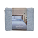 Modern bedroom featuring Soho Ultrasonic Blue Quilt Cover in soft blue tones.
