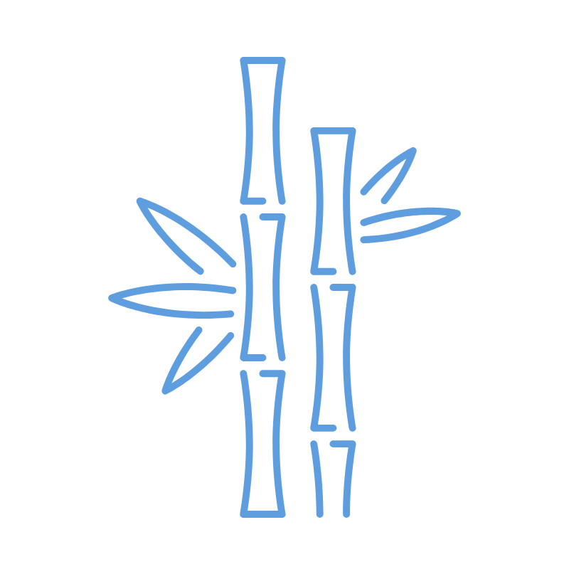 a blue outline of a bamboo stalk