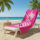 Renee Taylor Jacquard Velour Hearts Beach Towel in bright pink with pineapple heart print.