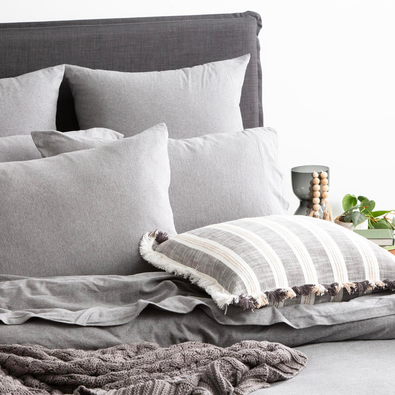 Renee Taylor Comfort T’s Organic Cotton Jersey Quilt Cover with matching pillowcases in Charcoal.
