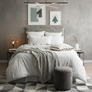 Styled bed featuring Renee Taylor Grey Marle European Pillowcase with matching jersey bedding.