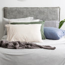 Relaxed bedroom featuring Renee Taylor Ink Jersey Quilt Cover and neutral decor.