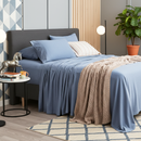 Renee Taylor Comfort T’s Organic Cotton Melange Jersey Ink Pillowcase set on a bed with soft textures.