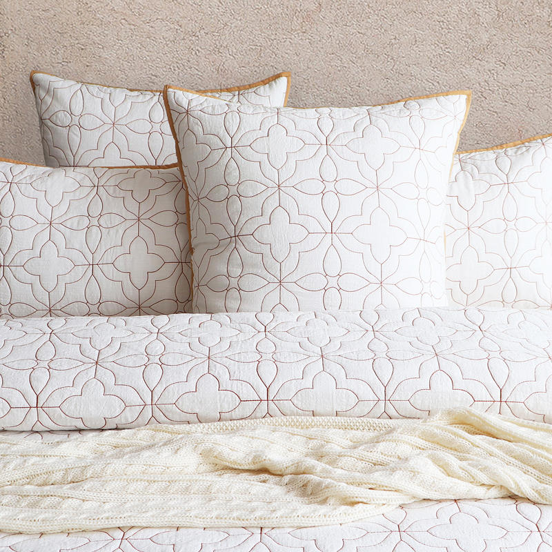 Close-up of intricate quilted detailing on Renee Taylor Solaris Quilt Cover.