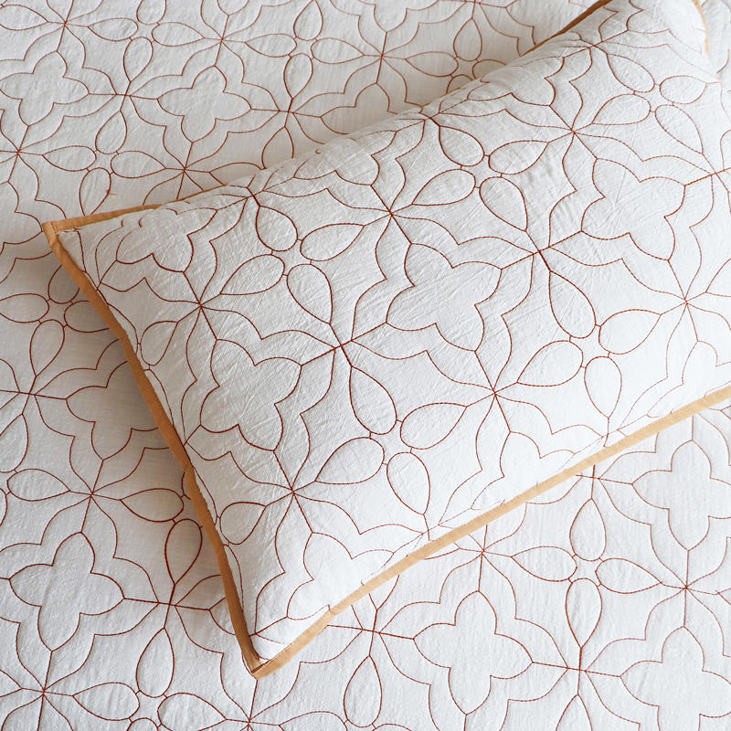 Close-up of intricate quilted detailing on Renee Taylor Solaris Quilt Cover.