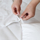 Close-up of chenille lace detailing on Renee Taylor Syracuse European Pillowcase.