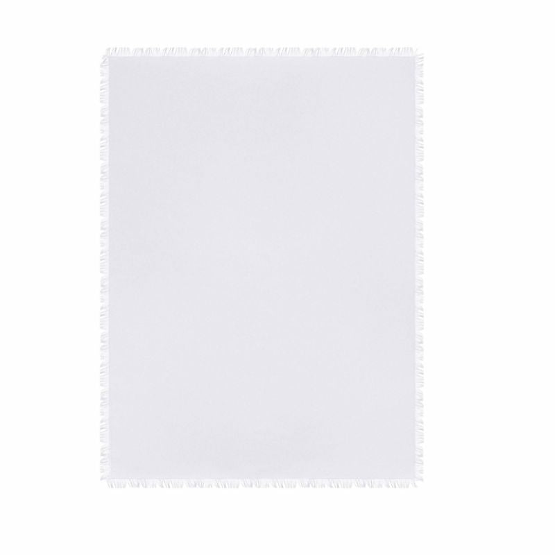 Vintage Design White with Fringe Linen Cotton Tablecloth