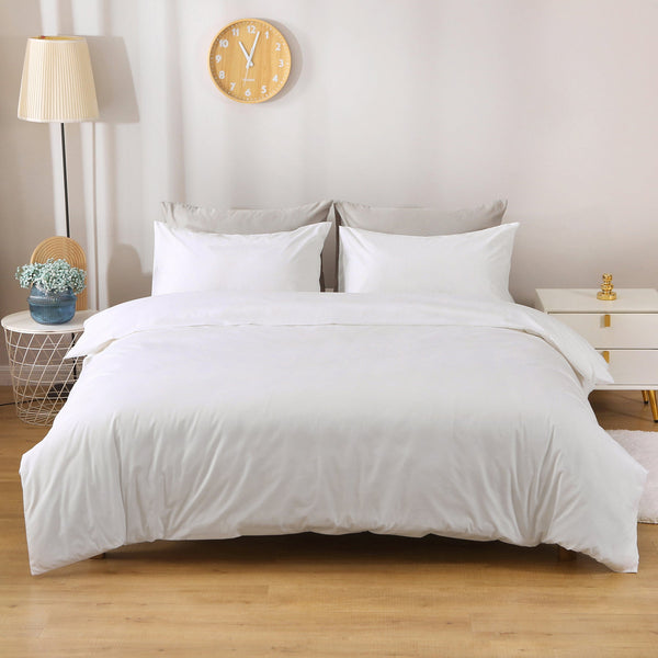 Linenova Cotton Blend White Quilt Cover Set