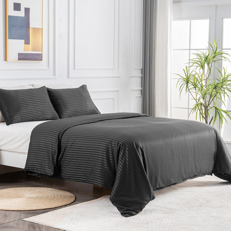 Linenova Brushed Microfibre Striped Quilt Cover Set