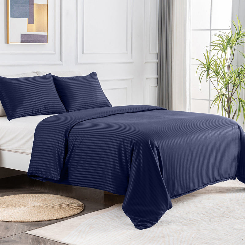 Linenova Brushed Microfibre Striped Quilt Cover Set