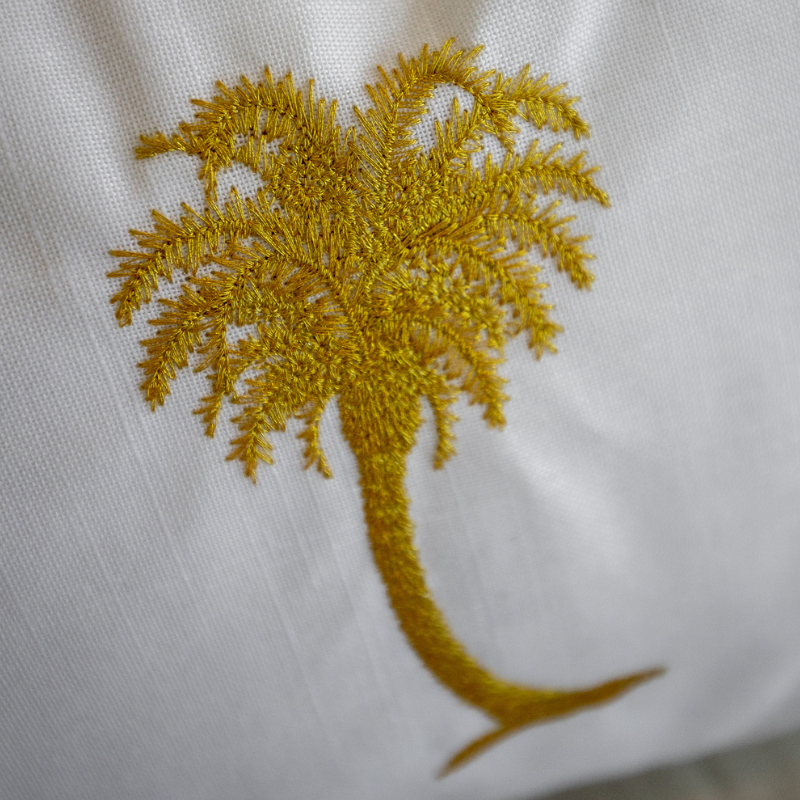 Mirage Haven Hana Palm Tree White and Gold 50x50cm Cushion Cover