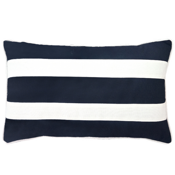 Mirage Haven Eden Outdoor Stripe Dark Blue and White 30x50cm Cushion Cover