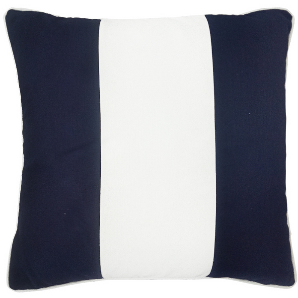 Mirage Haven Eden Panel Stripe Dark Blue and White 50x50cm Cushion Cover