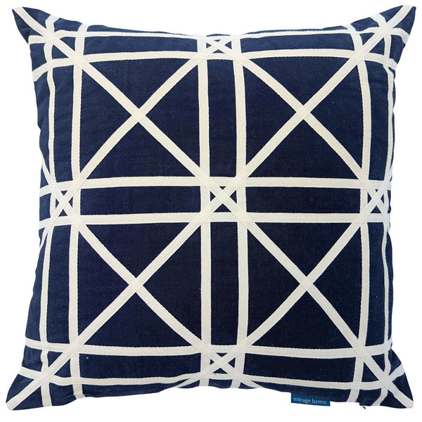 Mirage Haven Zara Braids Crosses Dark Blue 50x50cm Cushion Cover