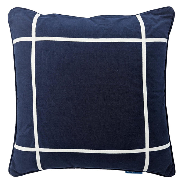 Mirage Haven Oliver Crisscross Dark Blue and White 50x50cm Cushion Cover