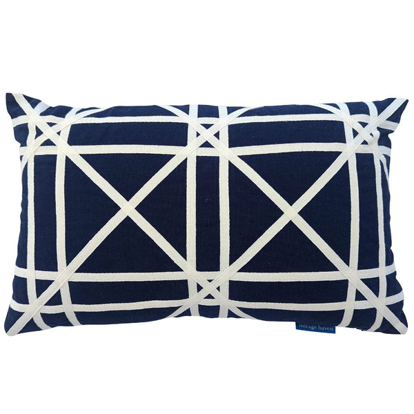 Mirage Haven Zara Braids Crosses Dark Blue 30x50cm Cushion Cover