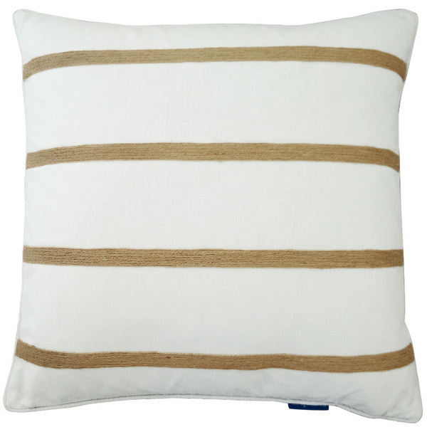 Mirage Haven Hallie White and Hemp 50x50cm Multi Stripe Cushion Cover