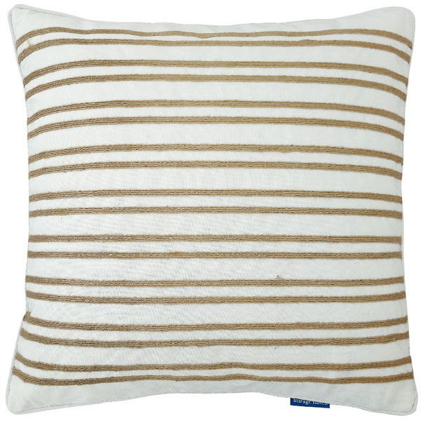 Mirage Haven Hallie White and Hemp 50x50cm Double Stripe Cushion Cover