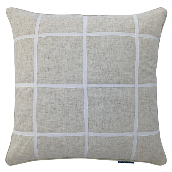 Mirage Haven Miller Windowpane Linen and White 50x50cm Cushion Cover