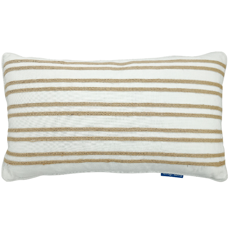 Mirage Haven Hallie White and Hemp 30x50cm Double Stripe Cushion Cover