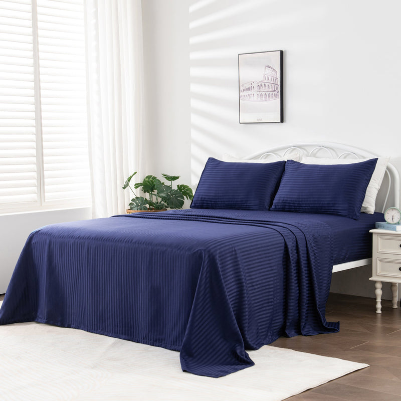 Linenova Brushed Microfibre Striped Bed Sheet Set