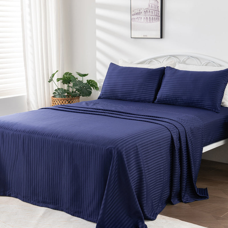 Linenova Brushed Microfibre Striped Bed Sheet Set