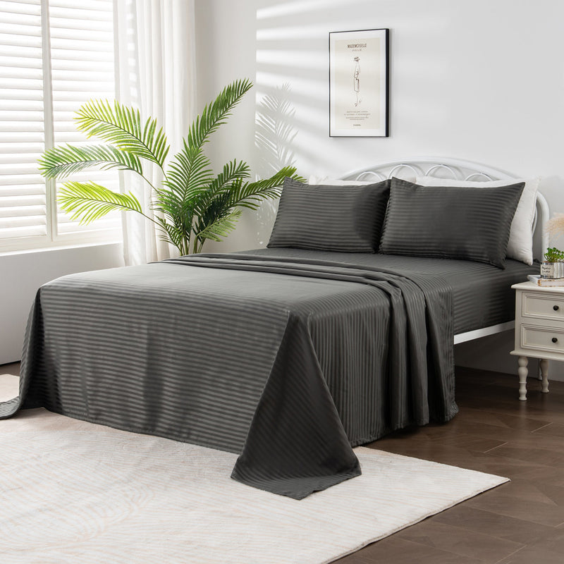 Linenova Brushed Microfibre Striped Bed Sheet Set