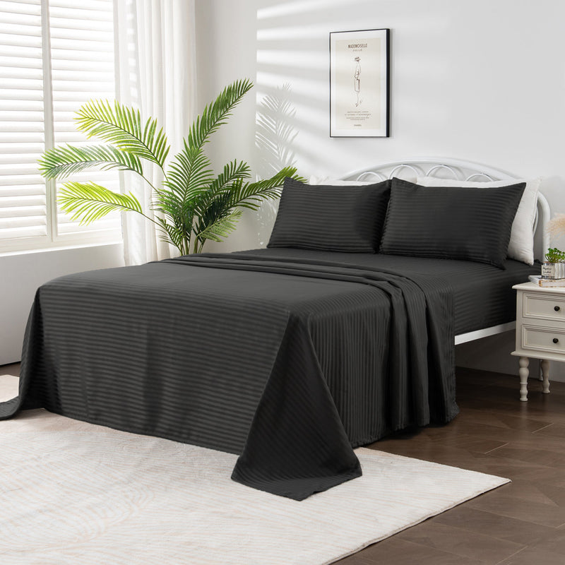 Linenova Brushed Microfibre Striped Bed Sheet Set