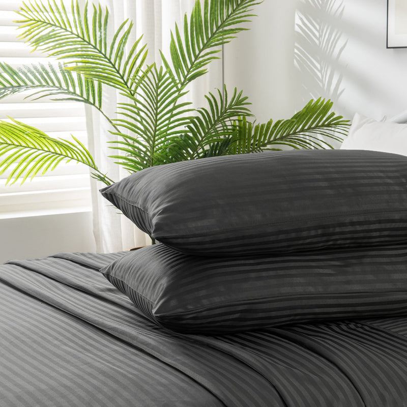 Linenova Brushed Microfibre Striped Bed Sheet Set