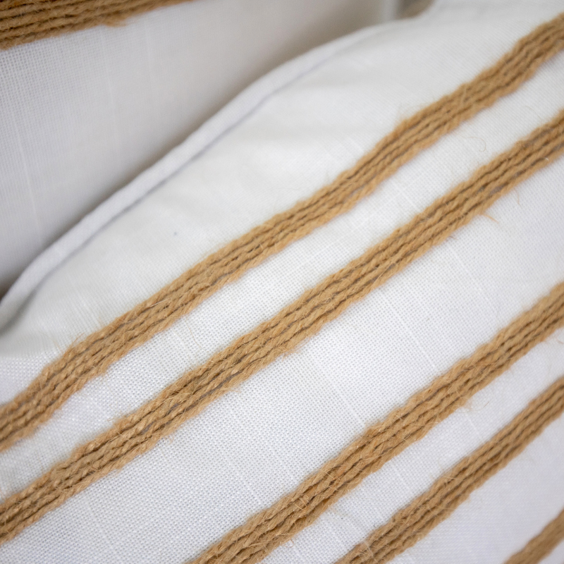 Mirage Haven Hallie White and Hemp 30x50cm Double Stripe Cushion Cover